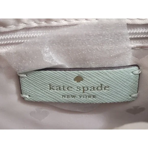 NWT KATE SPADE Staci Saffiano Leather Shoulder/Hobo Bag Crystal Blue $359 *FLAW - Picture 8 of 16